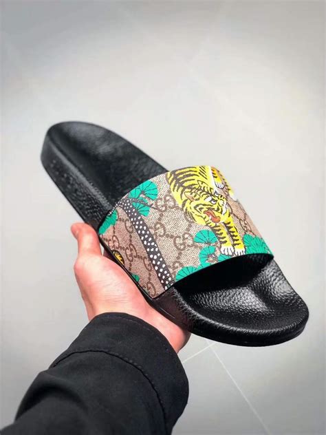 gucci slides tiger fake|gucci tiger slide sandals brown.